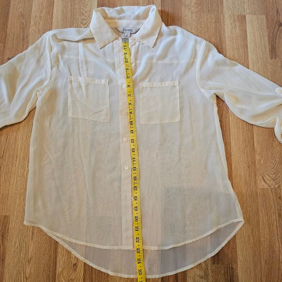 Decrees Peach Sheer Button Down Longsleeve Blouse - Picture 10 of 10